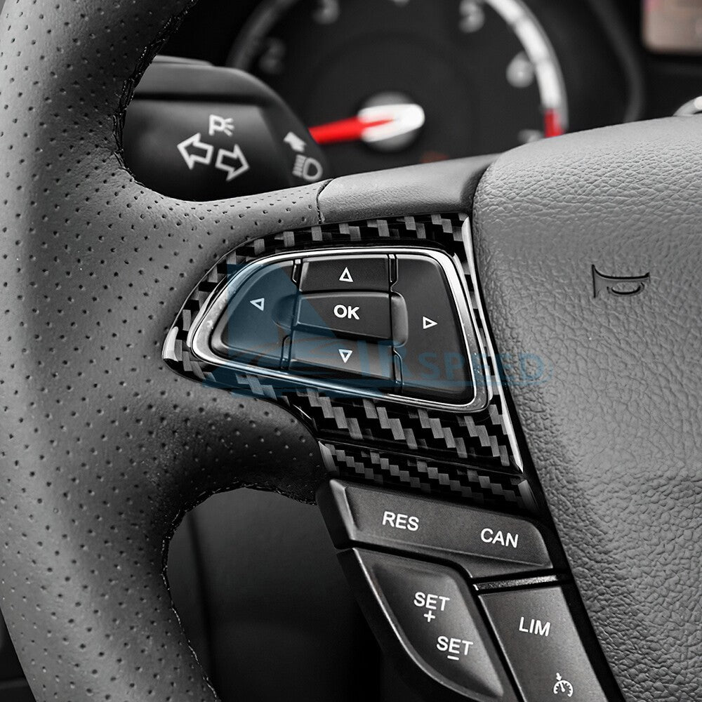 For Ford Focus SE ST RS 2015-2018 Steering Wheel Panel Sticker Trim Carbon Fiber（U.S. Stock）