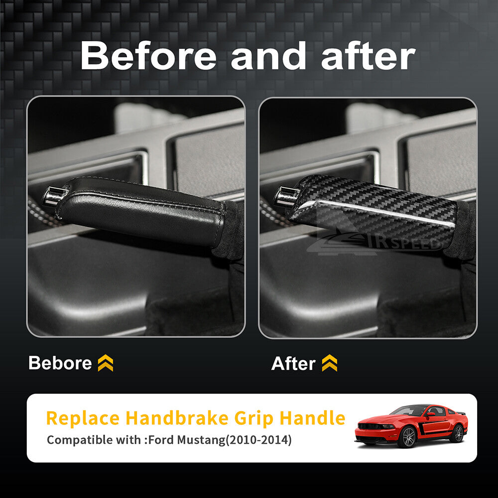 For Ford Mustang 10-2014 Electrical Park Brake Cover Carbon Fiber Sticker BLACK - detail view