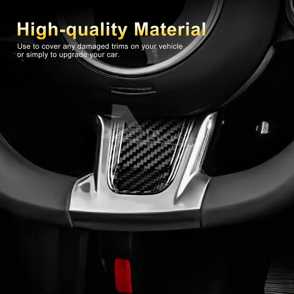 Real Hard Carbon Fiber Steering Wheel Chin Cover Sticker For Fiat 500 2020-2023 - detail view 4