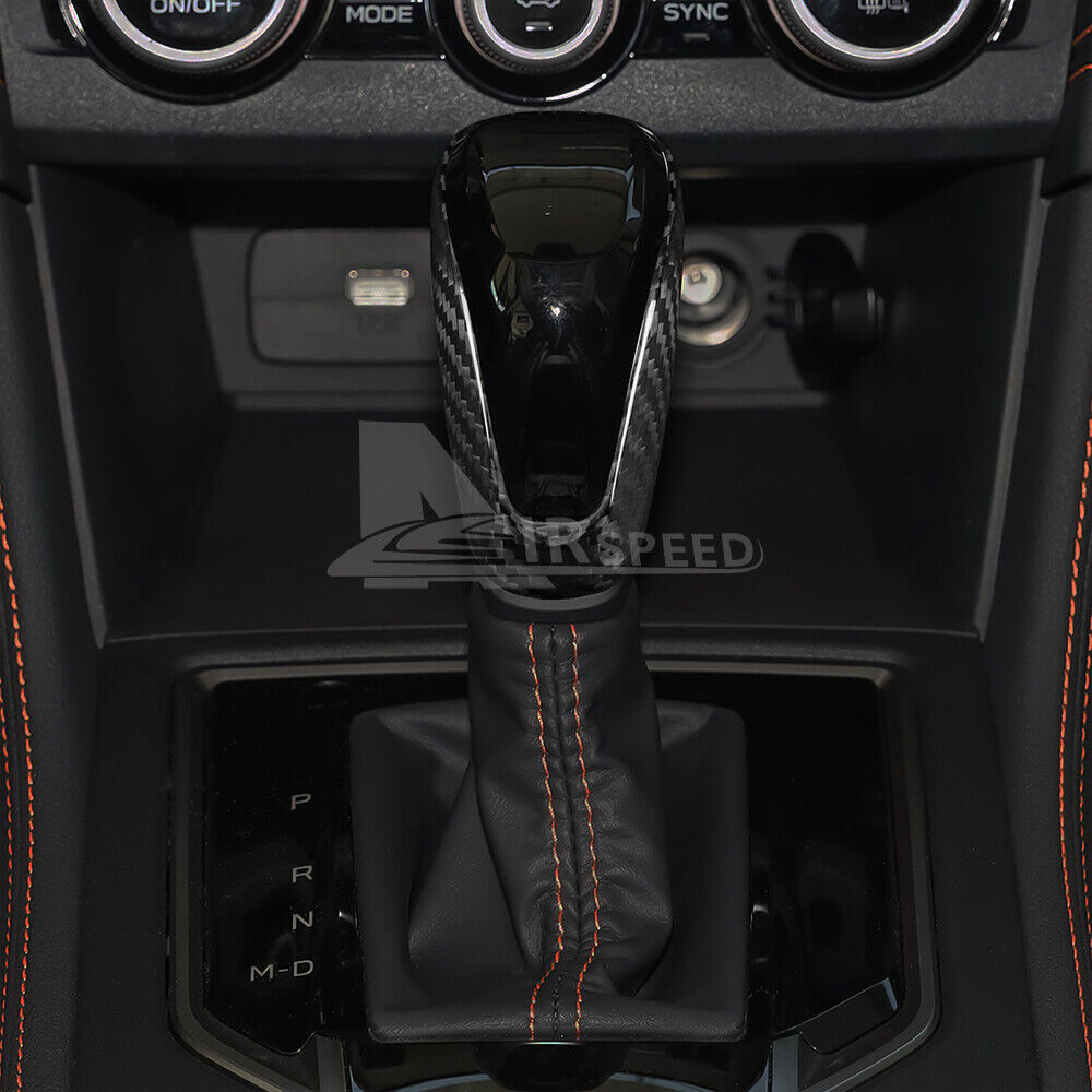 Carbon Fiber Gear Shift Knob Cover Trim for Subaru XV Forester Impreza Outback - detail view 5