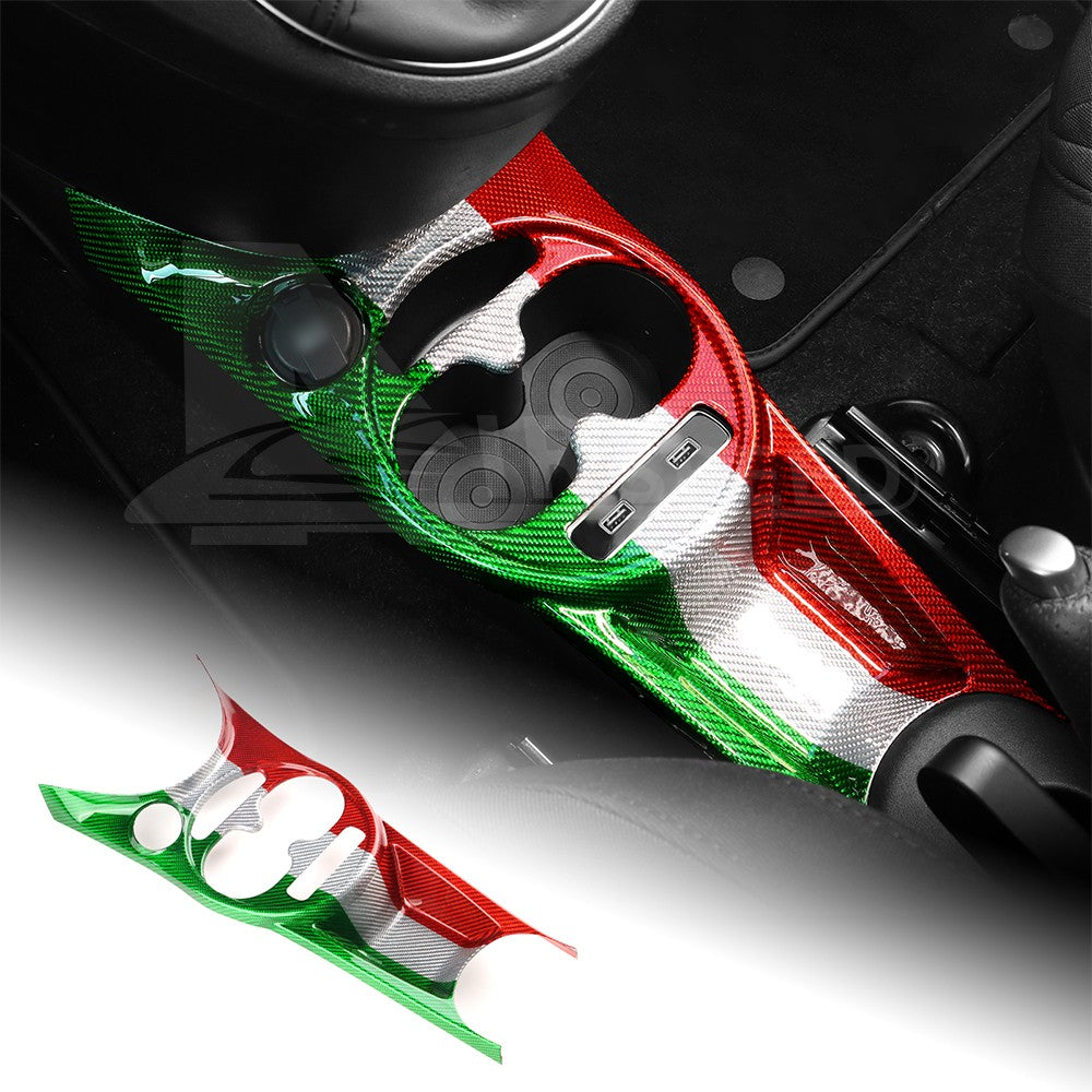 For Abarth 595 695 16-24 Italian Flag Carbon Fiber Center Water Cup Frame Cover - product view