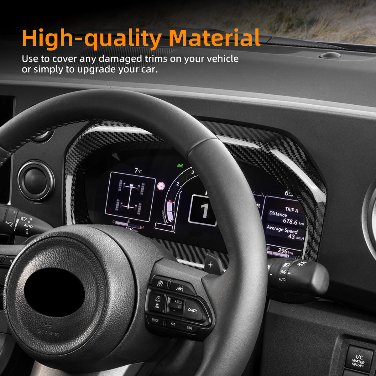 Car Speedometer Frame Cover Trim Carbon Fiber for Toyota GR Yaris 2025-2026 - detail view 5