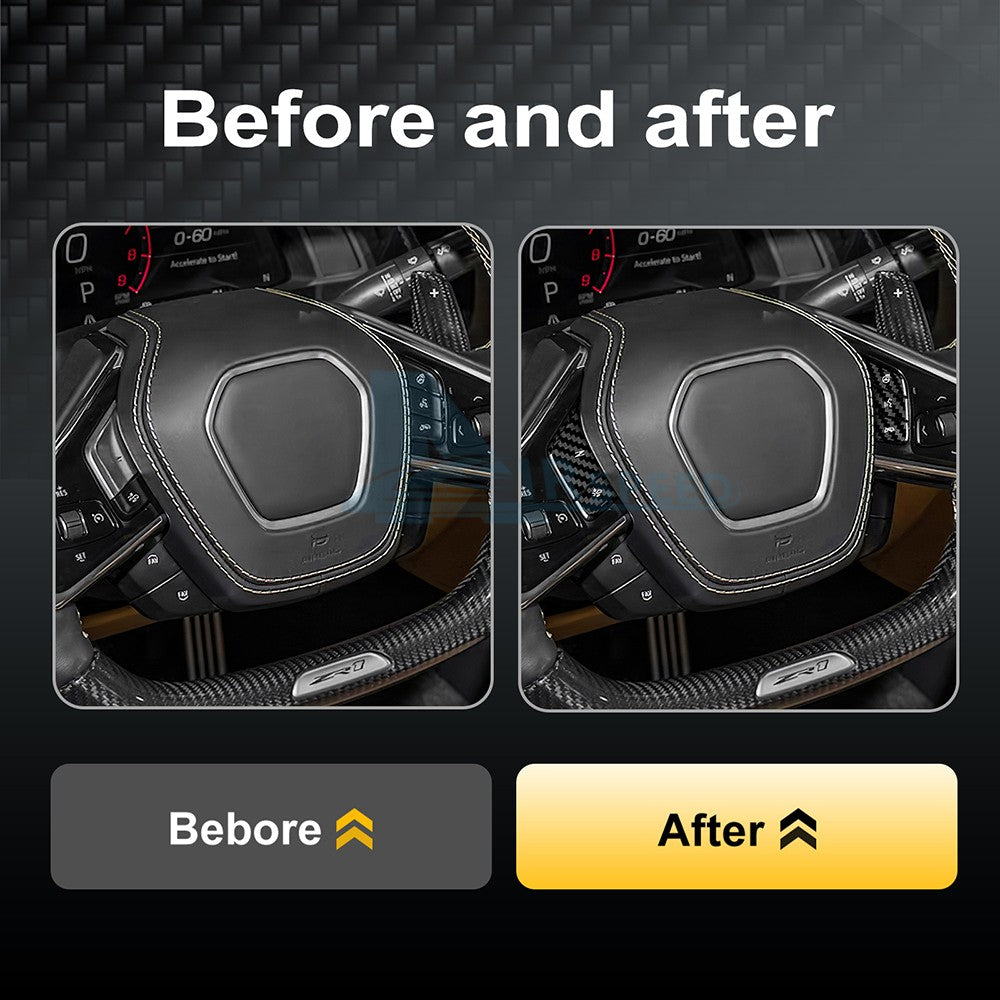 For Corvette C8 2024-2025 HARD Carbon Fiber Steering Wheel Voice Button Stickers