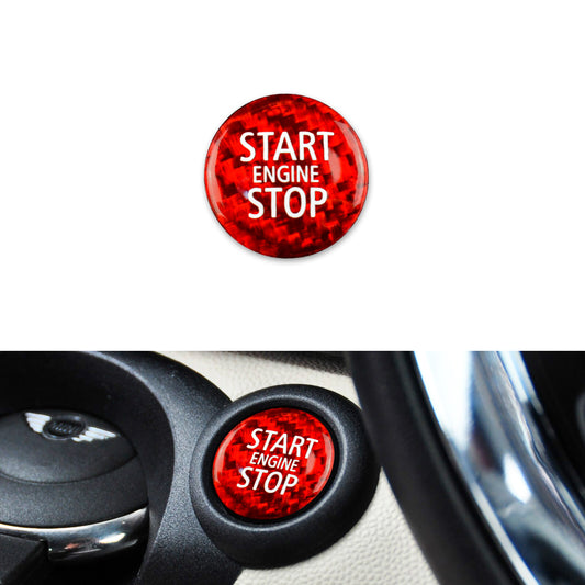 Red Real Carbon Fiber Car Start Button Sticker For BMW Mini R55 R56 R57 R58 R59 - product view
