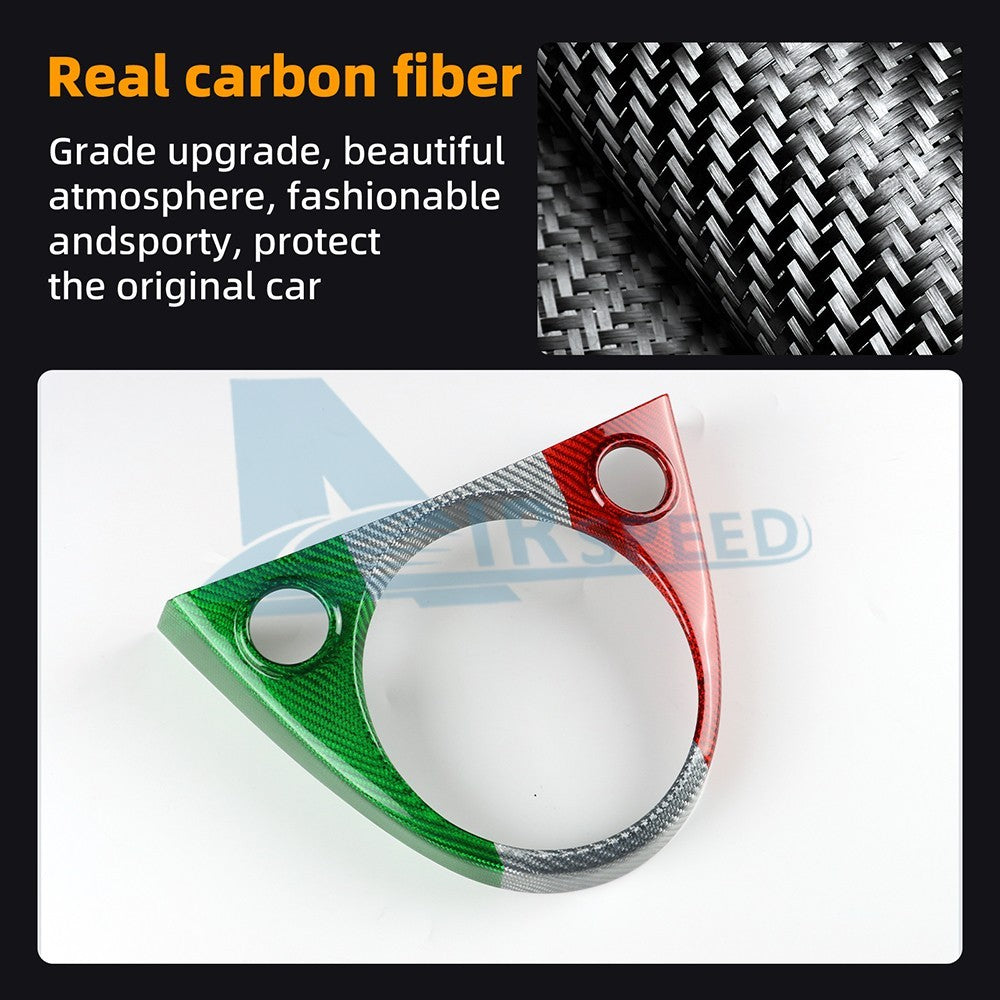 Carbon Fibre Gear Shift Frame Cover Italy Flag For Fiat 500 Barth 595 695 16-24 - detail view 5