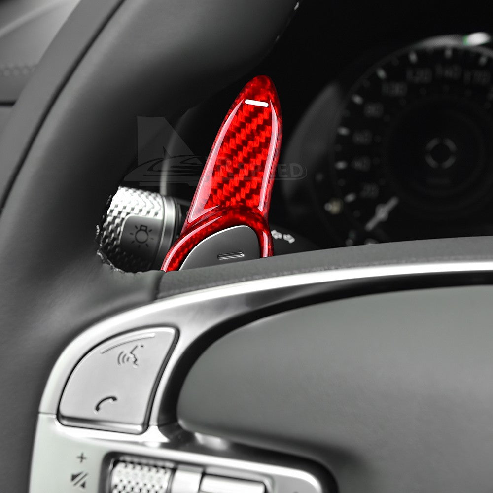 For Genesis GV70 22-23 Red Carbon Fiber Steering Wheel Paddle Shifter Extension