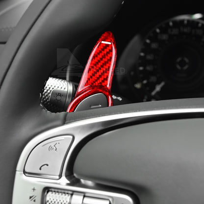 For Genesis GV70 22-23 Red Carbon Fiber Steering Wheel Paddle Shifter Extension
