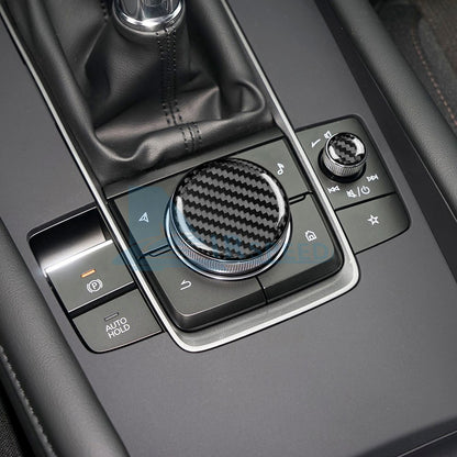 Car Center Volume Button Stickers Black Carbon Fiber for Mazda 3 Axela 2019-2026 - detail view 6