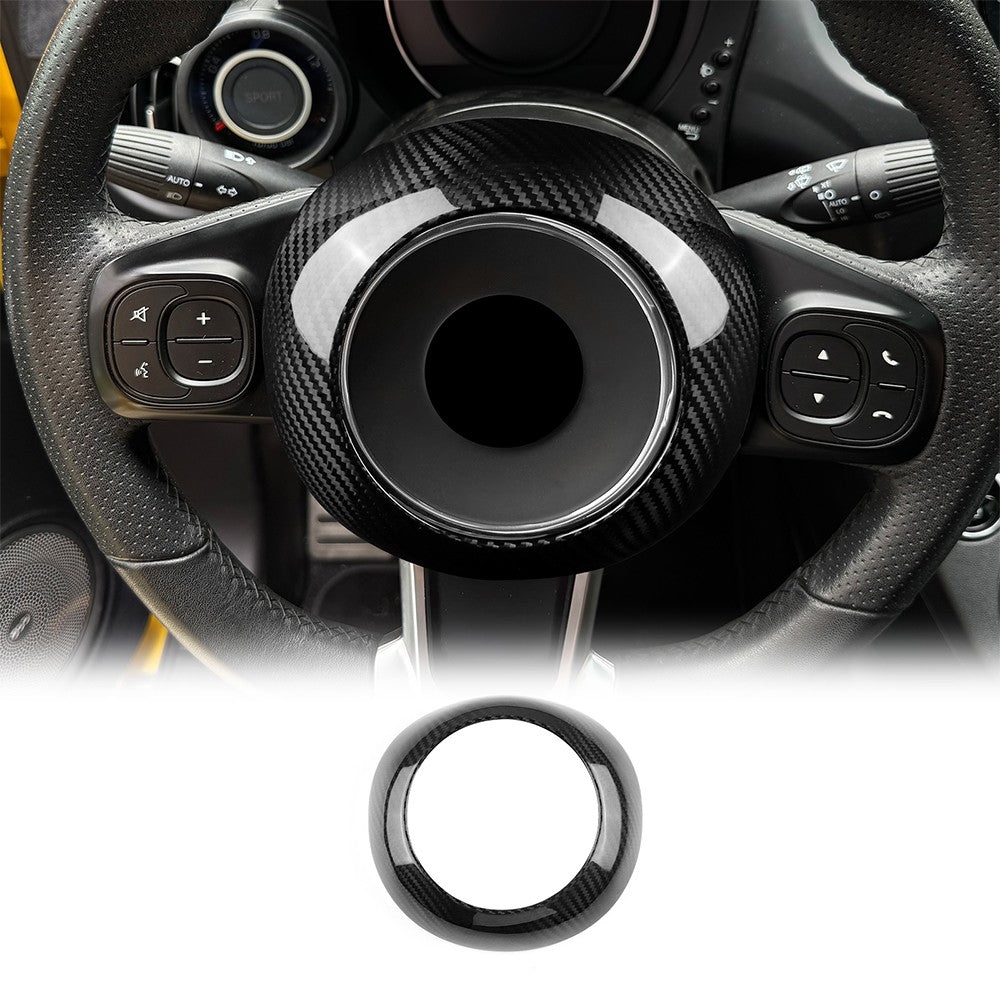 For FIAT 500 500C Abarth 595 2016-2024 Steering Wheel Center Cover Carbon Fiber - product view