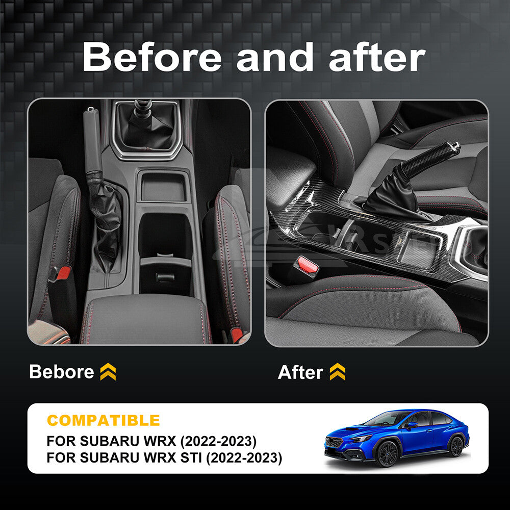 For Subaru WRX STI 2022-2023 Gear Shift Panel REAL HARD Carbon Fiber Cover BLACK - detail view 3
