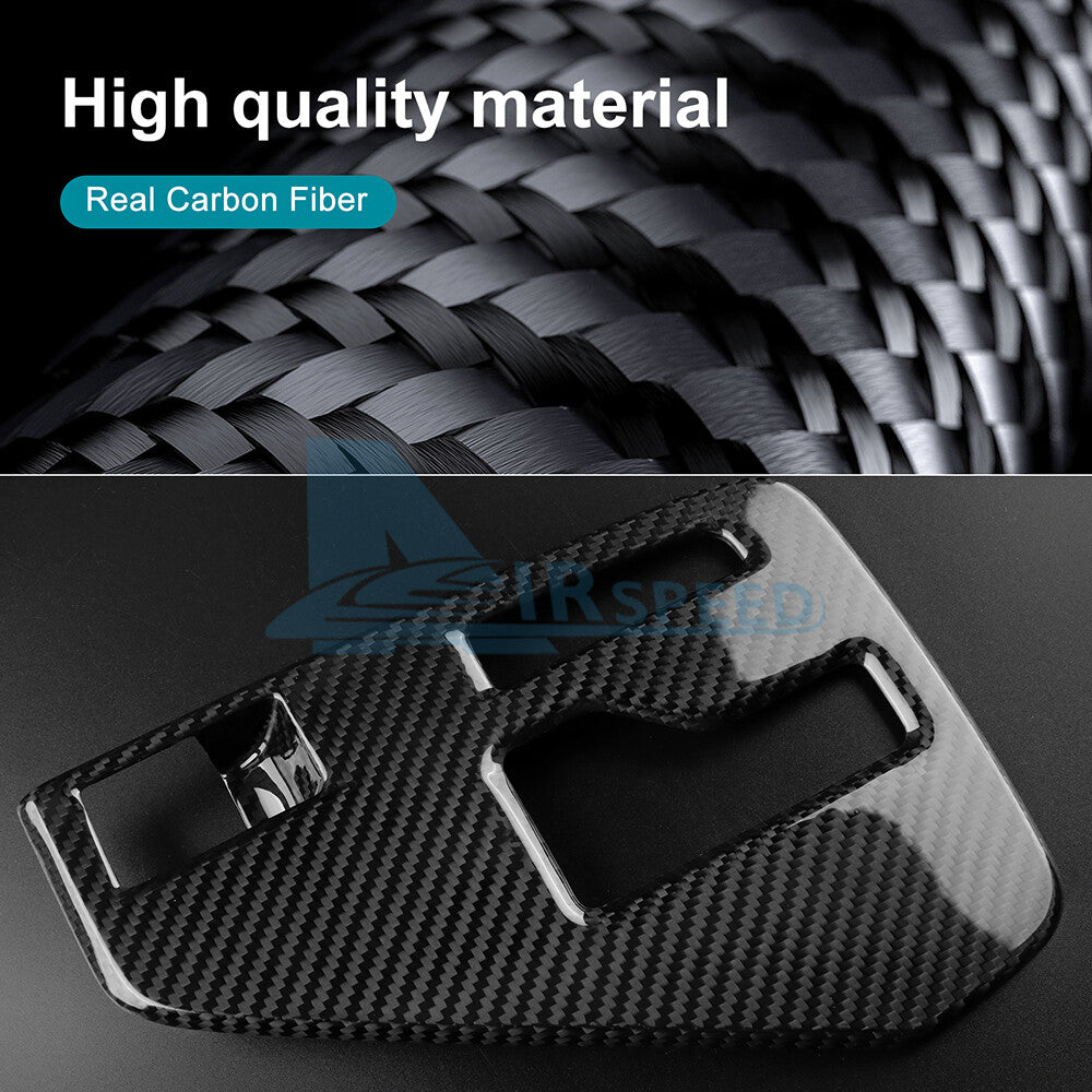 For Subaru Crosstrek 2024-25 BlACK REAL HARD Carbon Fiber Gear Shift Panel Cover - detail view 3