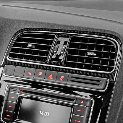 Carbon Fiber Center Air Outlet Frame Sticker Black for Volkswagen Polo 2015-2017（U.S. Stock）