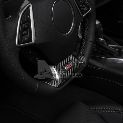For Camaro 2016-2022 REAL HARD Carbon Fiber Steering Wheel Panel Cover BLACK