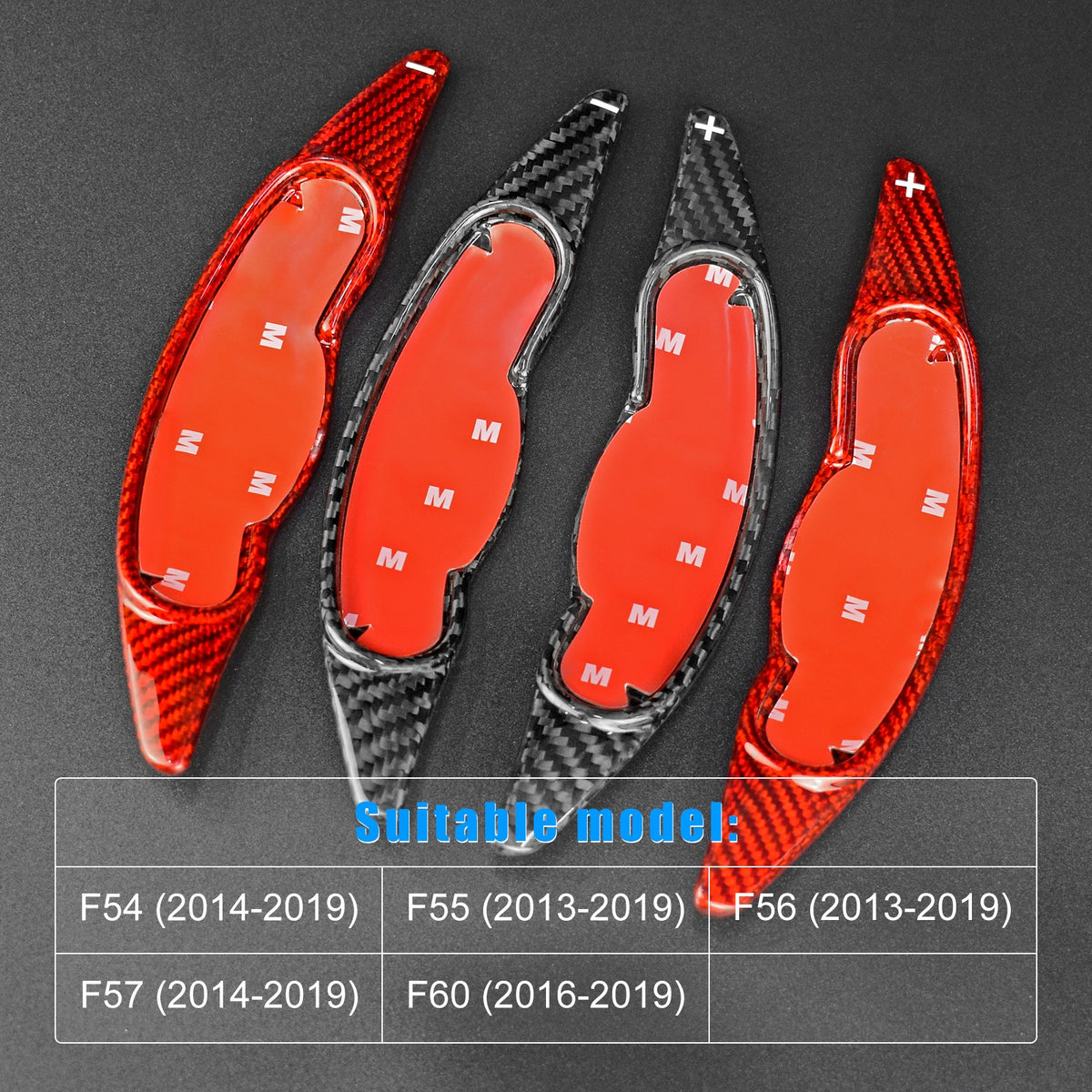 For Mini F55 F56 13-19 F54 F57 14-19 Red Steering Wheel Paddle Shifter Extension - detail view 3