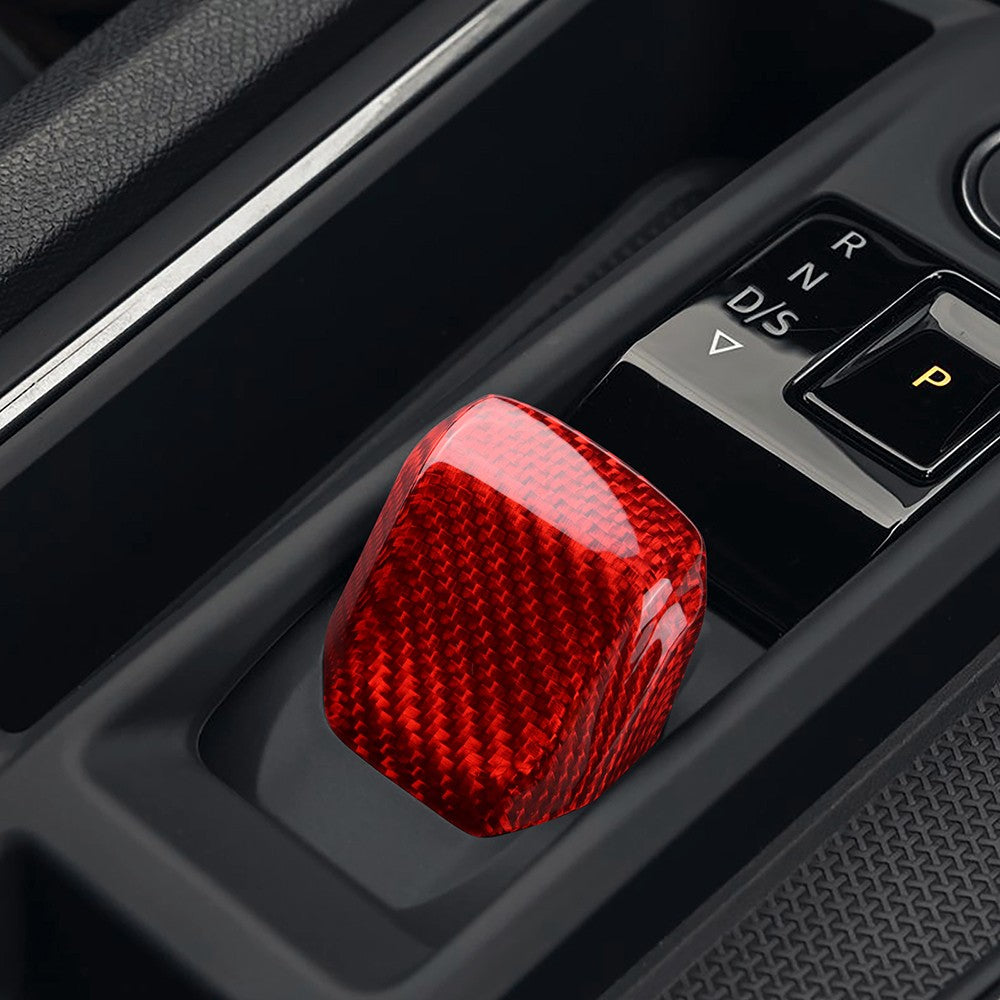 Seat Leon 2020-2025 Auto Red Hard Carbon Fiber Gear Shift Knob Cover Universal - detail view 7