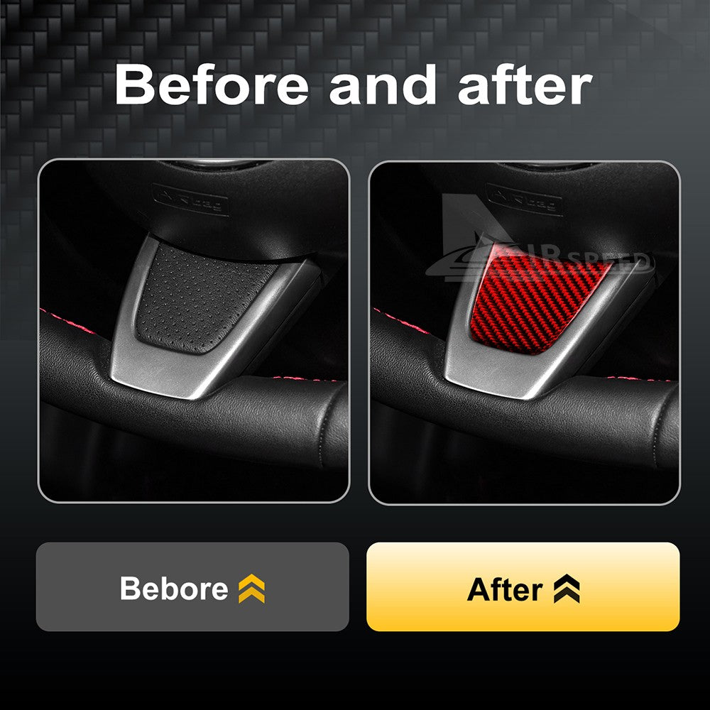 Red Carbon Steering Wheel Interior Chin Sticker for FIAT 500 Abarth 595 2012-15 - detail view 4