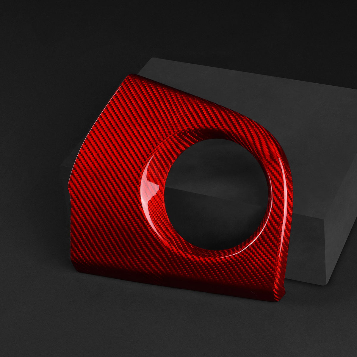 RED CarbonFiber Driver Side Air Outlet Cover for Fiat 500 08-23 Abarth 595 12-23 - detail view 9