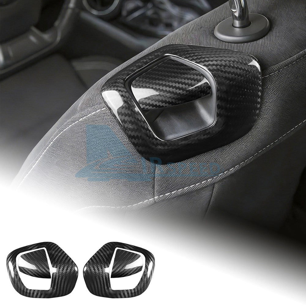 Black Hard Carbon Fiber Seat Back Handle Cover For Chevy Camaro 2016-2024 - product view