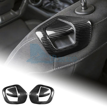 Black Hard Carbon Fiber Seat Back Handle Cover For Chevy Camaro 2016-2024