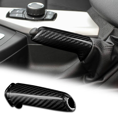 Car Interior Replacement Handbrake Handle Black Hard Carbon Fiber Trim - FREE GIFT