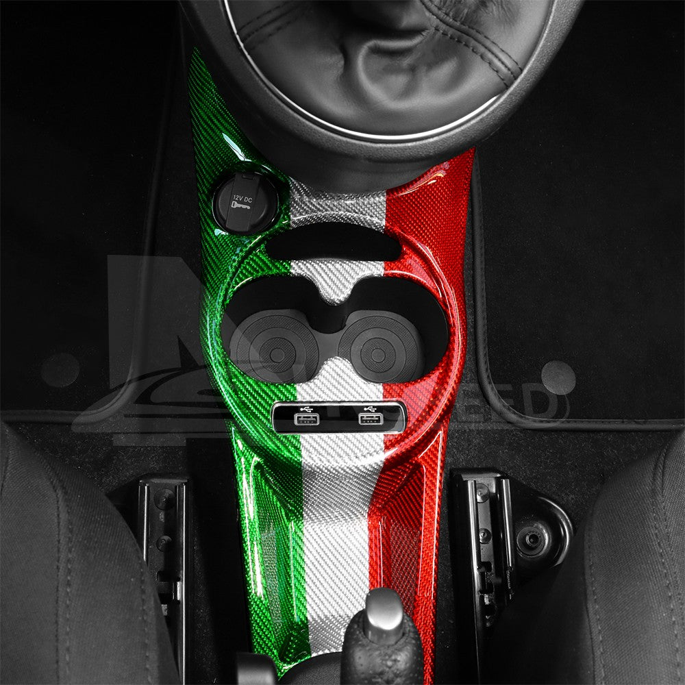 For Abarth 595 695 16-24 Italian Flag Carbon Fiber Center Water Cup Frame Cover - detail view 8