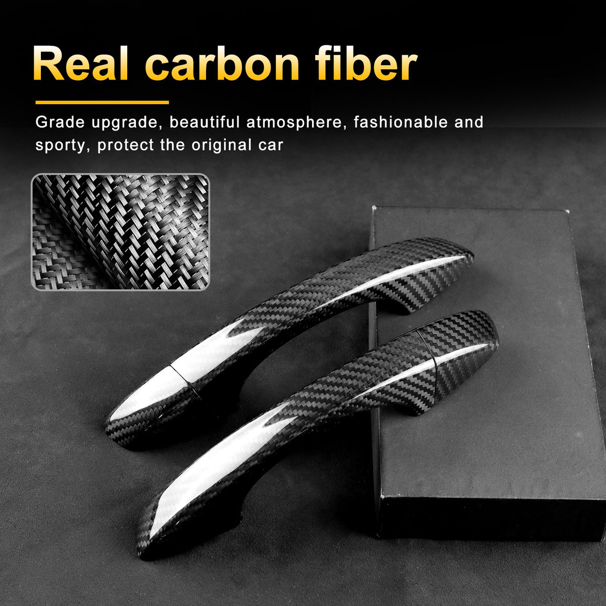 Car Exterior Door Handle Cover Carbon Fiber for SEAT Ibiza Arona Ateca 2018-2026 - detail view 5