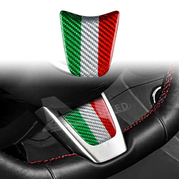 For FIAT 500 Abarth 595 20-23 Italy Flag Carbon Fiber Steering Wheel Chin Cover