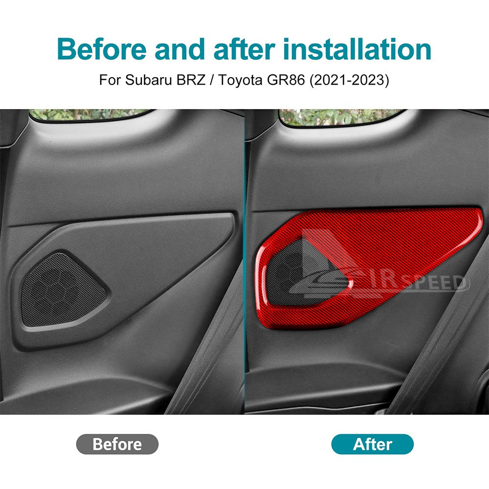 For Subaru BRZ Toyota GR86 2021-23 Rear Audio Frame Cover RED HARD Carbon Fiber - detail view 3