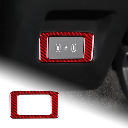 Red Car Rear USB Frame Sticker Trim Carbon Fiber For Hyundai Tucson 2022-2025（U.S. Stock）