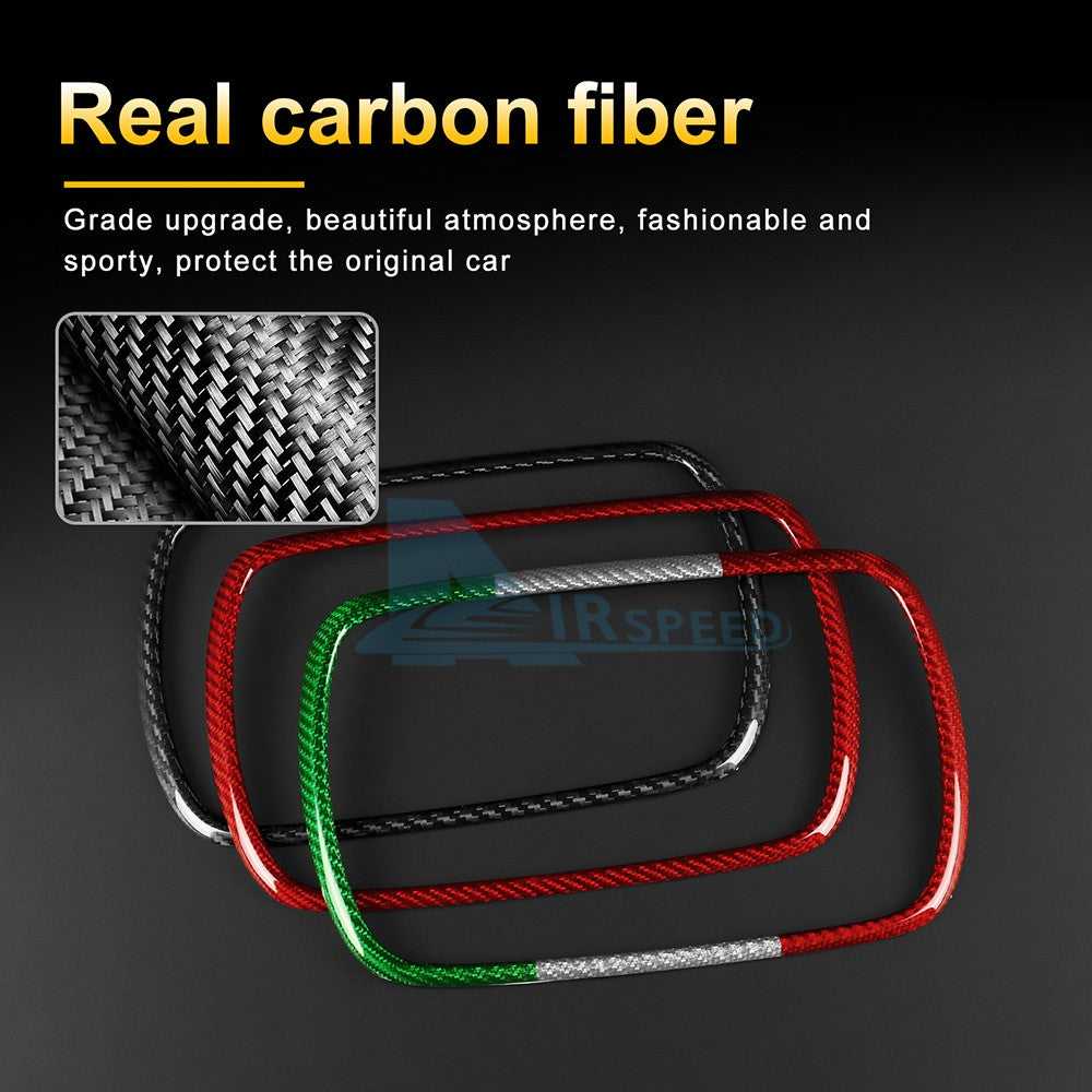 For FIAT 500 Abarth 595 2016-2024 Car Navigation Frame Cover Carbon Fiber Black - detail view 7