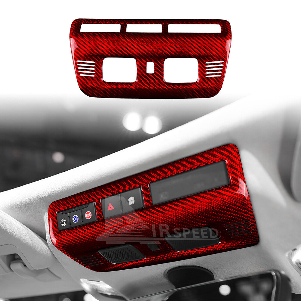 Red Real Carbon Fiber Reading Light Cover Trim Frame For Corvette C8 2020-2024
