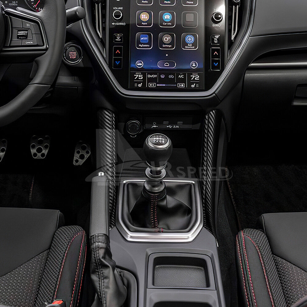 REAL HARD Carbon Fiber Gear Shift Side Panel Cover For Subaru WRX STI 2022-2023 - detail view 5