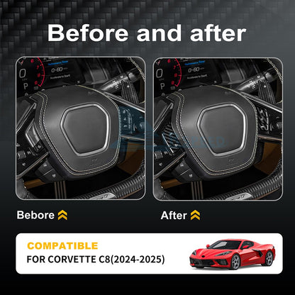 For Corvette C8 2024-2025 HARD Carbon Fiber Steering Wheel Voice Button Stickers