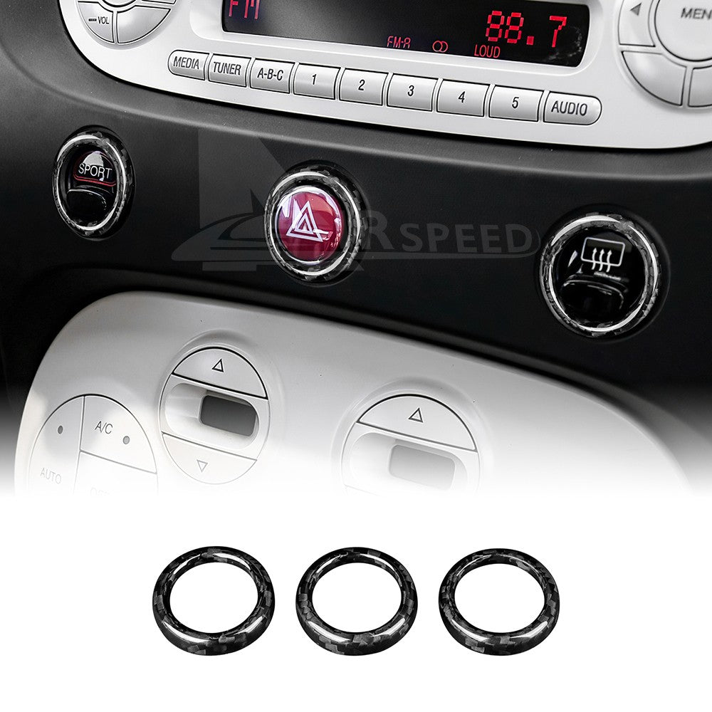 Carbon Fiber Warning Light Button Cover for FIAT 500 2008-2023 Abarth 595 12-23 - product view