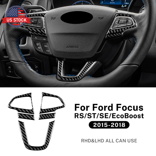 For Ford Focus SE ST RS 2015-2018 Steering Wheel Panel Sticker Trim Carbon Fiber（U.S. Stock）
