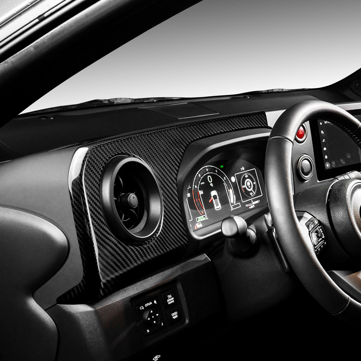 Black Carbon Fiber Driver's Air Outlet Panel Cover for Toyota GR Yaris 2025-2026 - detail view 8