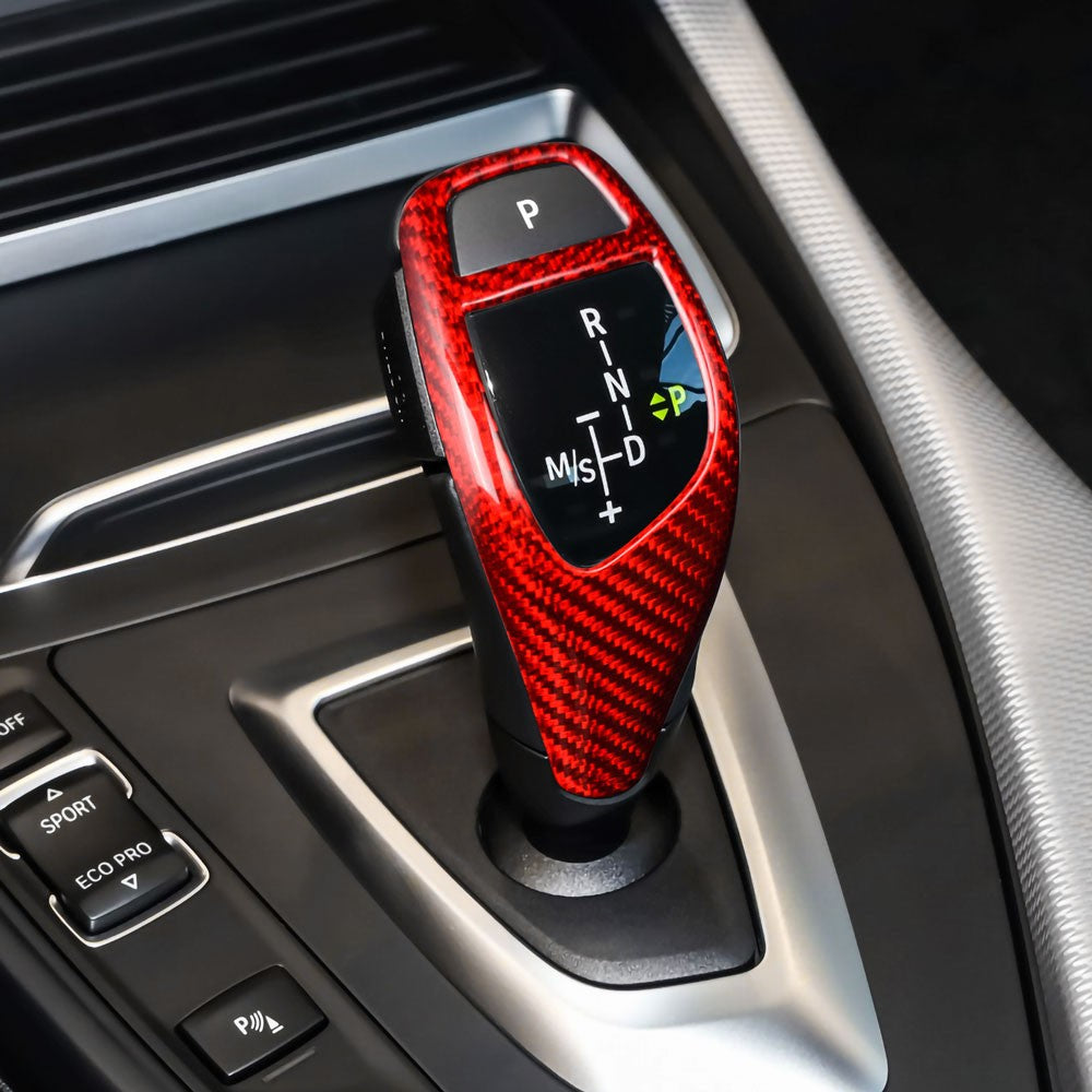 For BMW F30 Red Hard Carbon Fiber Gear Shift Knob B Type Universal Fit - product view