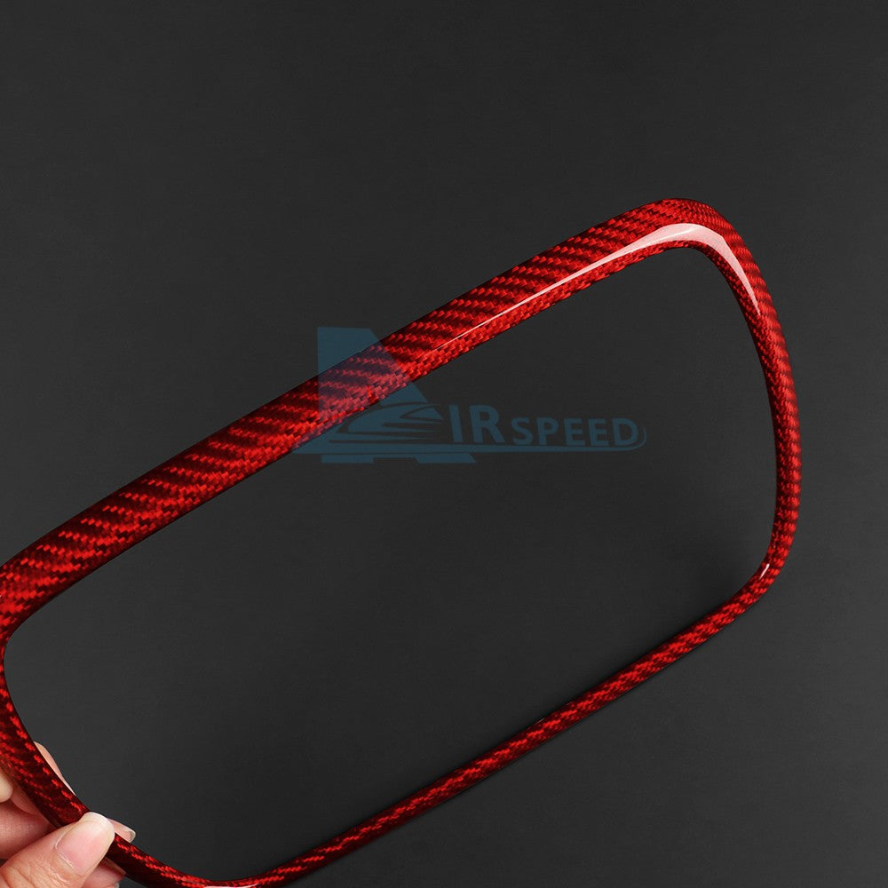 For FIAT 500 Abarth 595 2016-2024 Car Navigation Frame Cover Carbon Fiber Red - detail view 9
