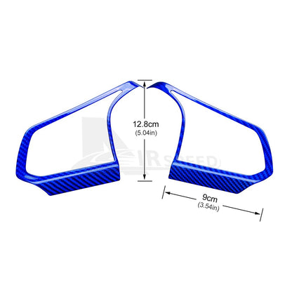 Steering Wheel Button Frame Sticker Blue Carbon Fiber for Corvette C8 2020-2025