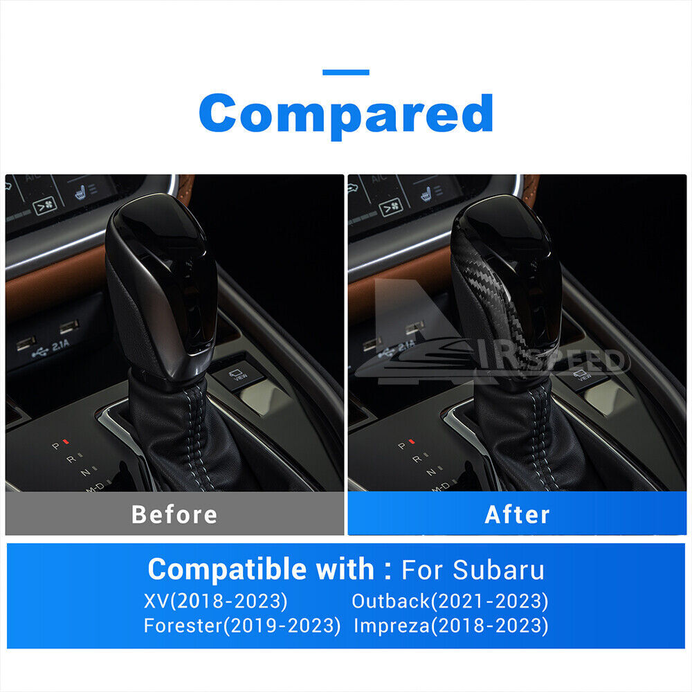 Carbon Fiber Gear Shift Knob Cover Trim for Subaru XV Forester Impreza Outback - detail view 3