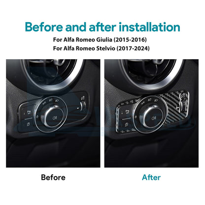 For Alfa Romeo Giulia 15-2016 Headlight Switch Button Frame Sticker Carbon Fiber（U.S. Stock）