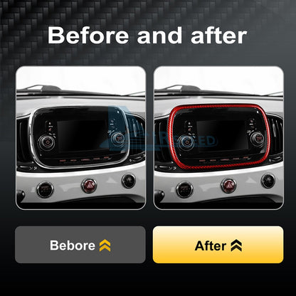 Red Center Navigation Frame Cover Carbon Fiber for FIAT 500 Abarth 595 2016-2024 - detail view 5