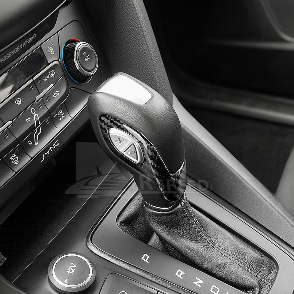 Real Hard Carbon Fiber Inner Gear Shift Knob Cover Trim For Ford Focus 2012-2018 - detail view 7