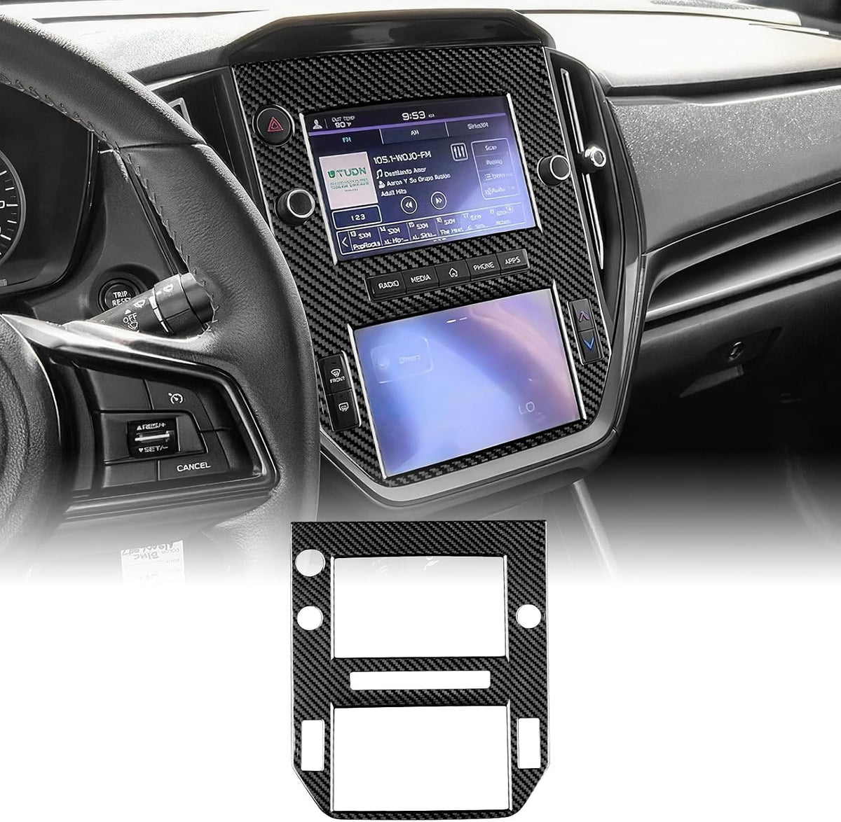 Black Hard Carbon Hazard Warning Button Trim For Subaru WRX 2022-2023 - detail view 12