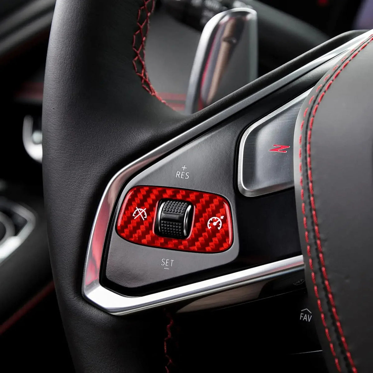 Red Dry Carbon 2-Key Volume Trim White Letter For Corvette C8 2020-2023