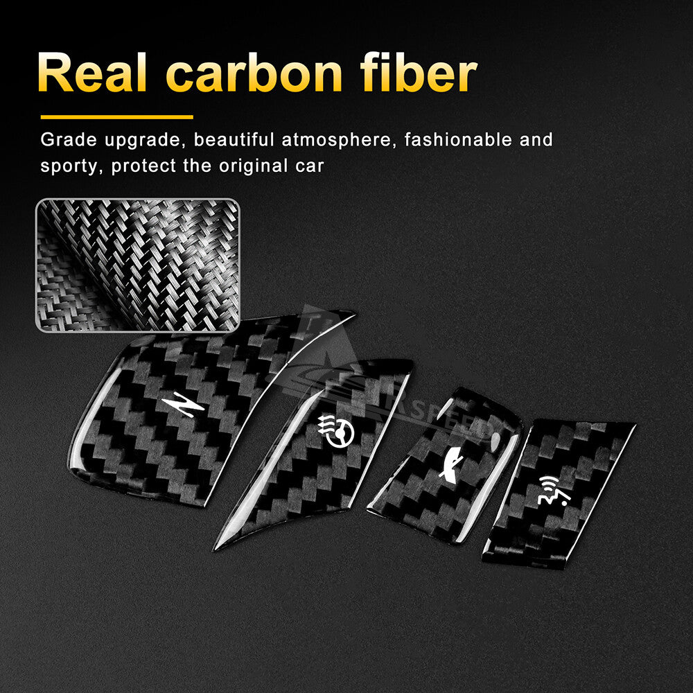 For Corvette C8 20-2023 Steering Wheel Switch Panel Cover REAL HARD Carbon Fiber