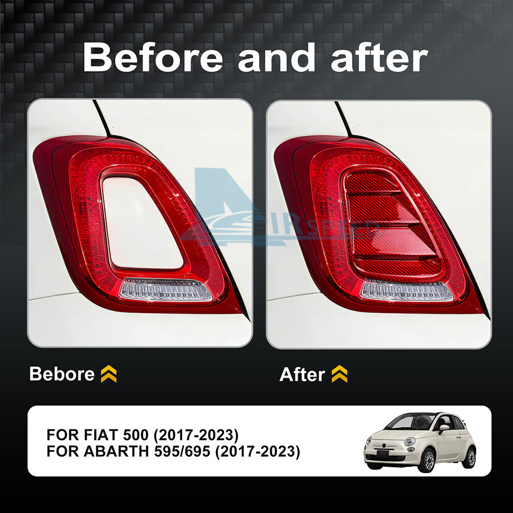 Red Real Hard Carbon Fiber Rear Tail Light Cover For Fiat 500 Abarth 595 2017-23 - detail view 4