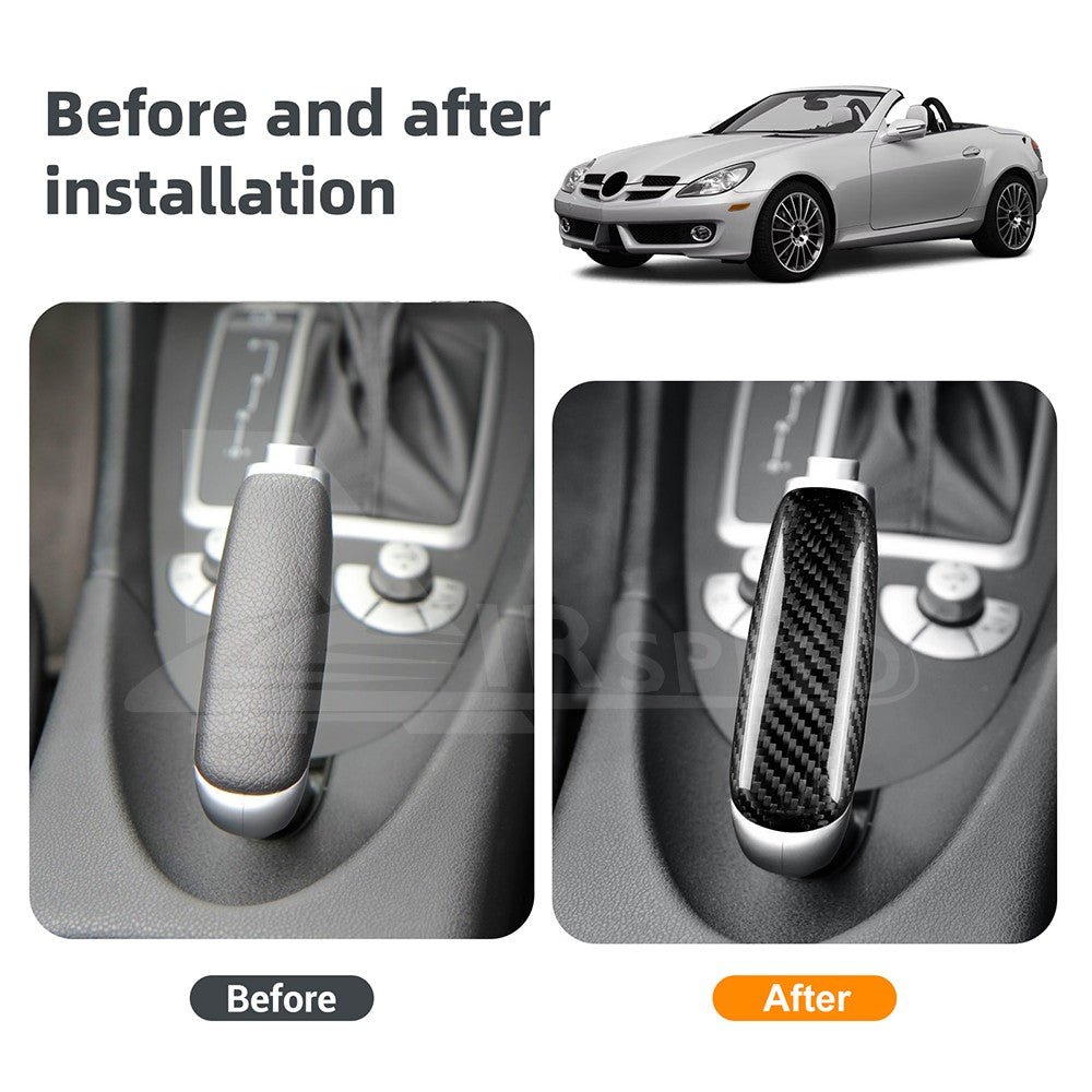 For Benz SLK 2004-2010 Center Handbrake Decorative Cover HARD Black Carbon Fiber - detail view 3