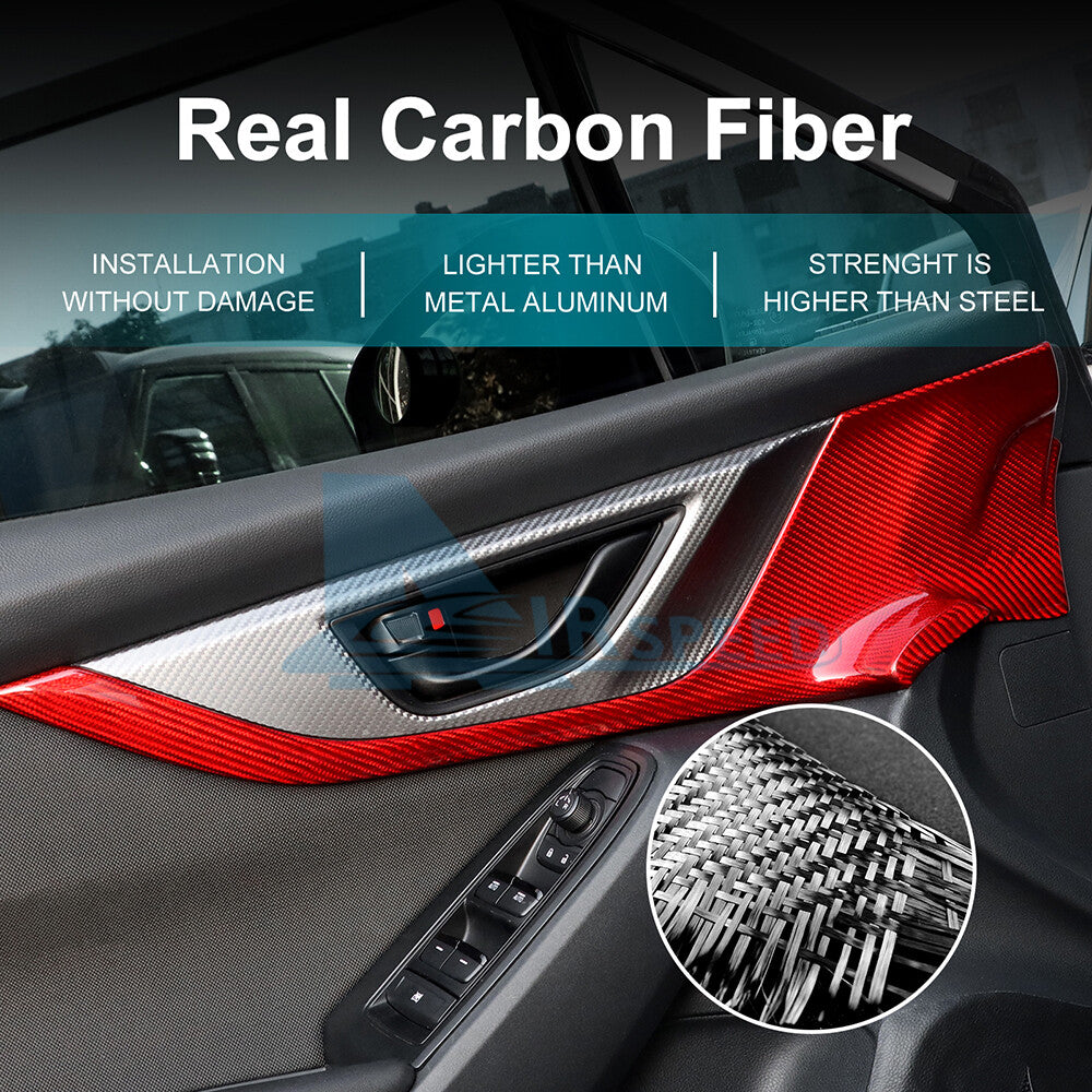 For Subaru WRX 2022-2023 REAL HARD Carbon Fiber RED Door Panel Cover 2PCS