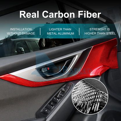 For Subaru WRX 2022-2023 REAL HARD Carbon Fiber RED Door Panel Cover 2PCS
